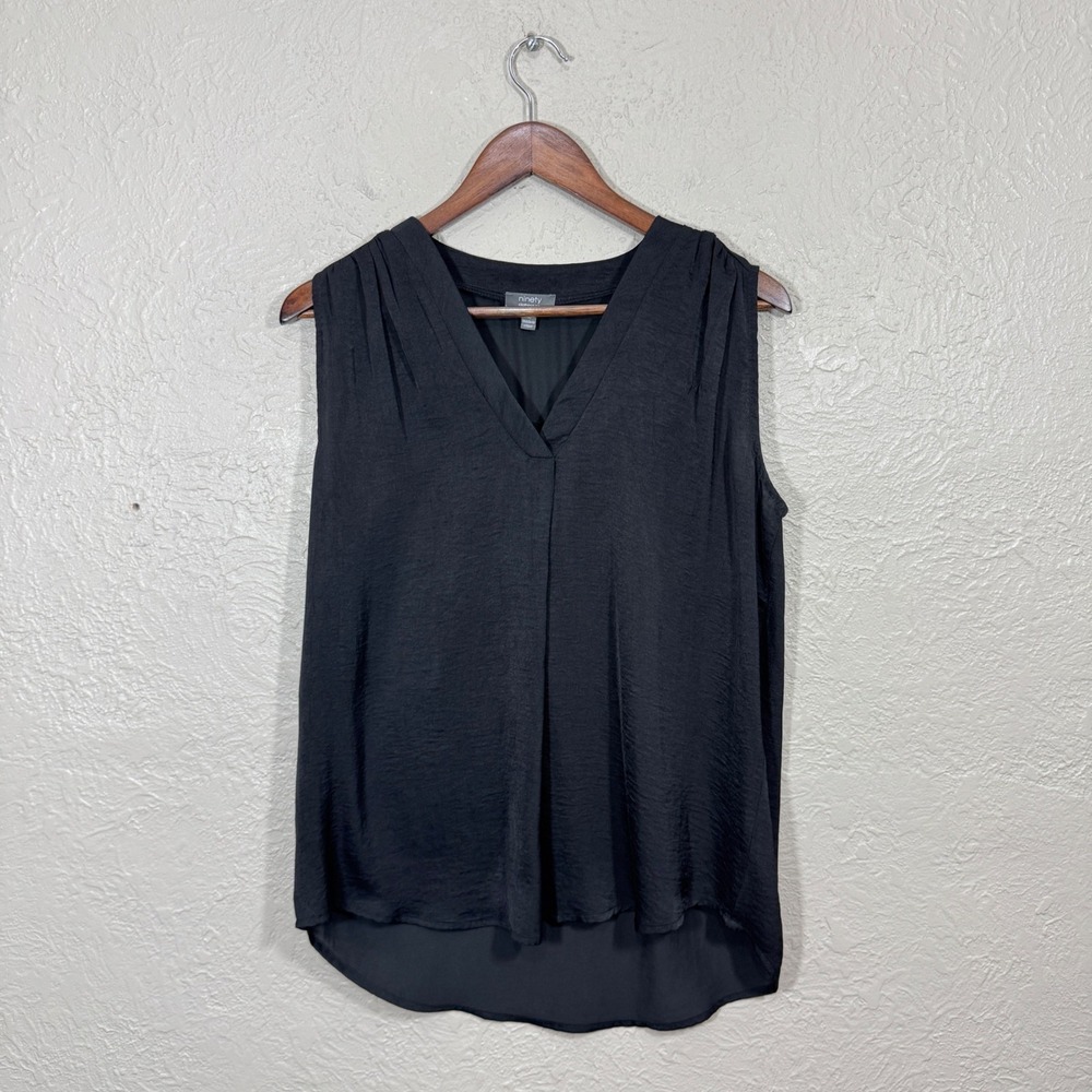 Ninety Clothing Co Tank Top M‎ Charmeuse Satin Black Minimal Preppy Quiet Luxury